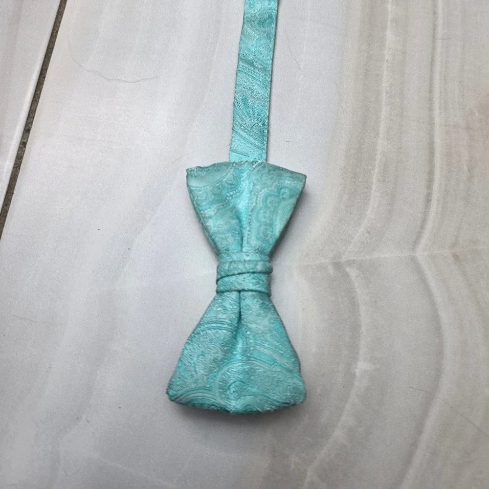 Mens‎ Aqua Blue Paisley Bow Tie Adjustable Pre-Tied Formal Wedding Turquoise D1